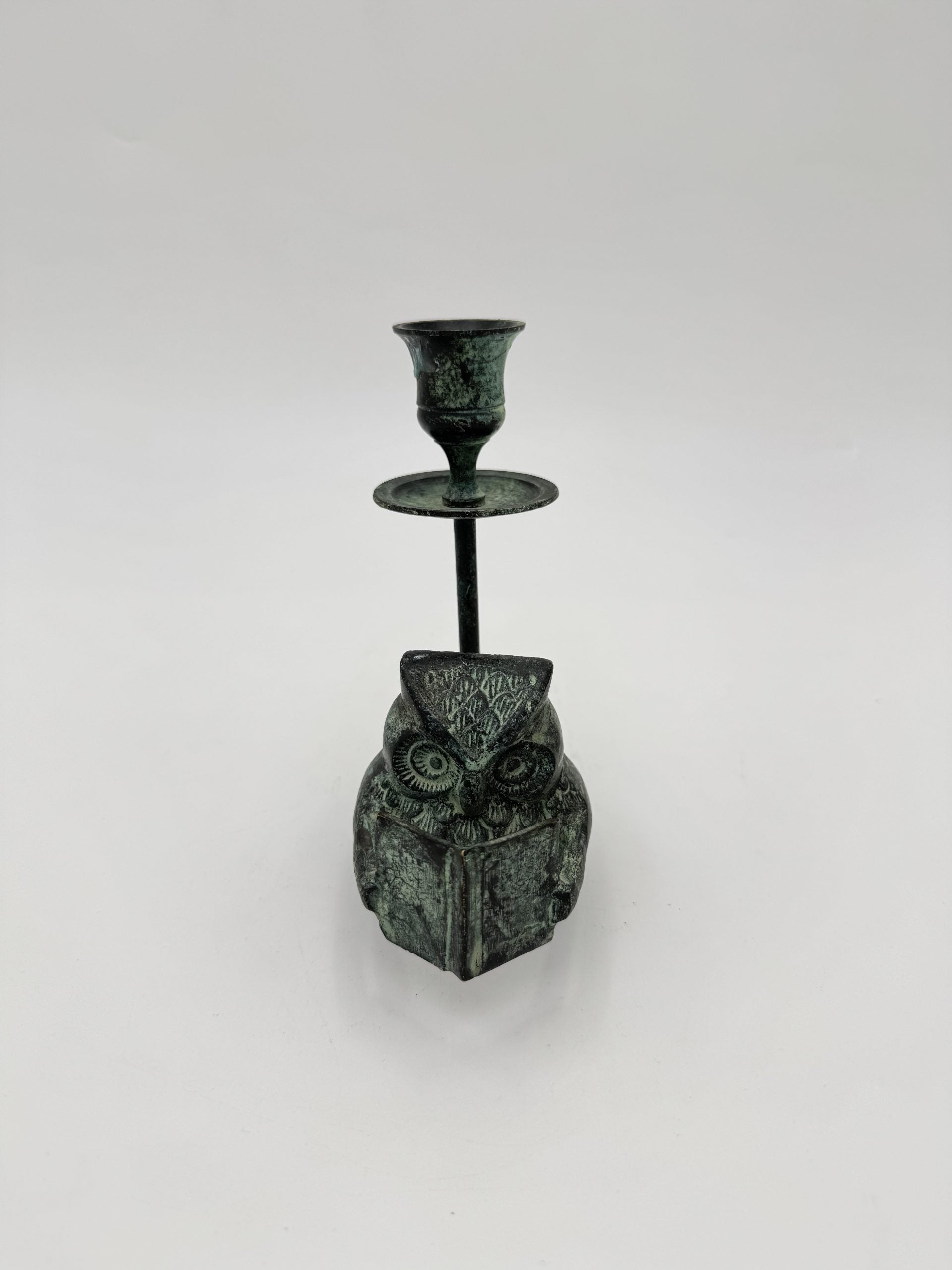 Vintage Library Reading Owl Candle Holder